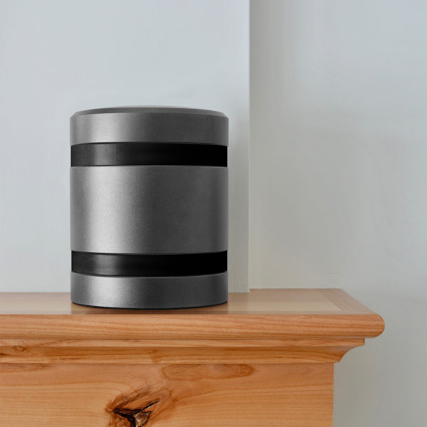 Modern cremation urn pewter and black