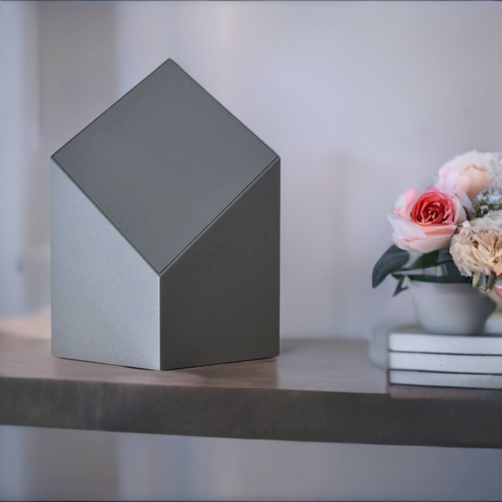 if looking where to buy an urn, here is a gray colored modern designed custom urn from Everkeep memorials